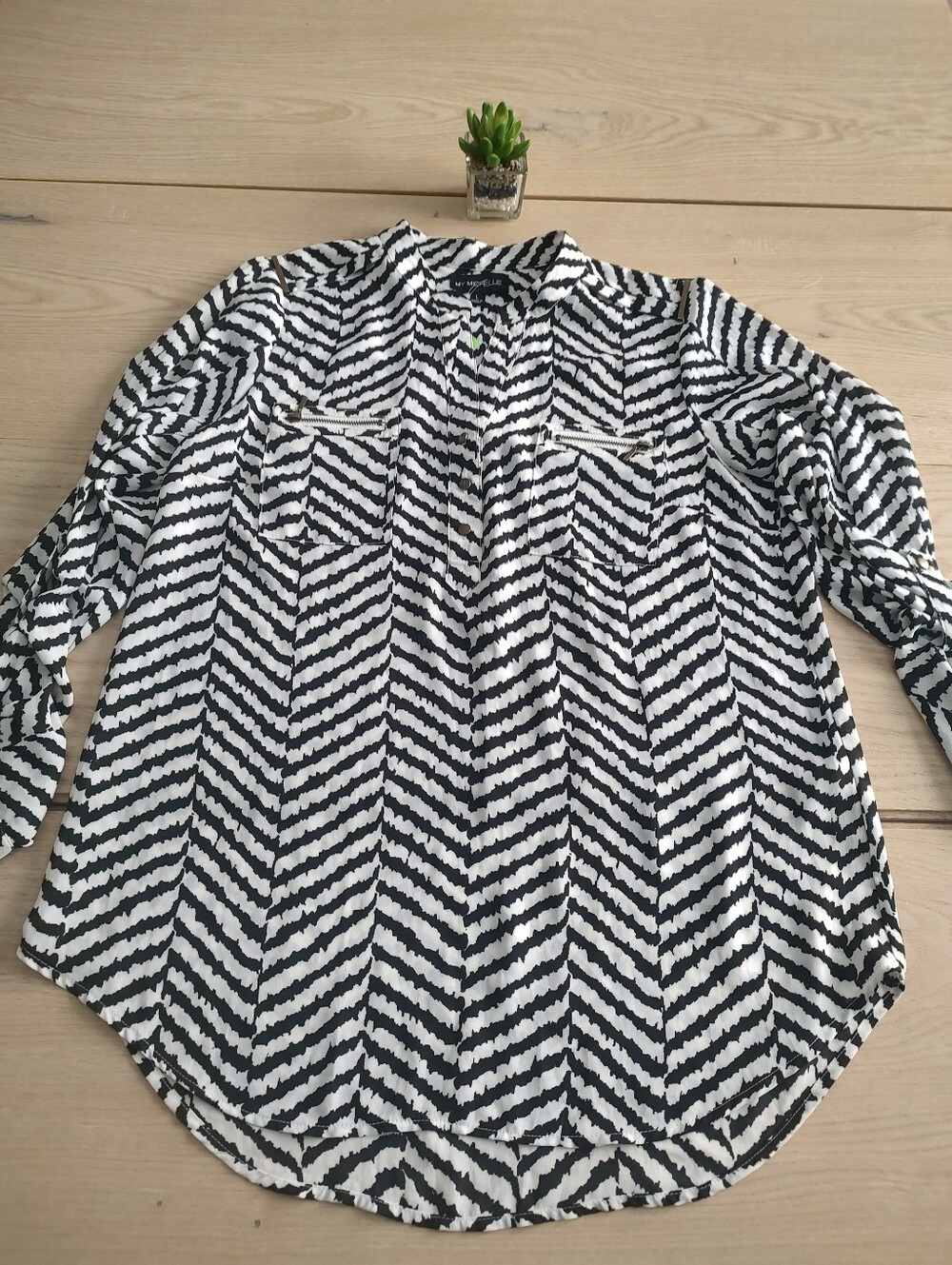My Michelle Black and White Patterned Top